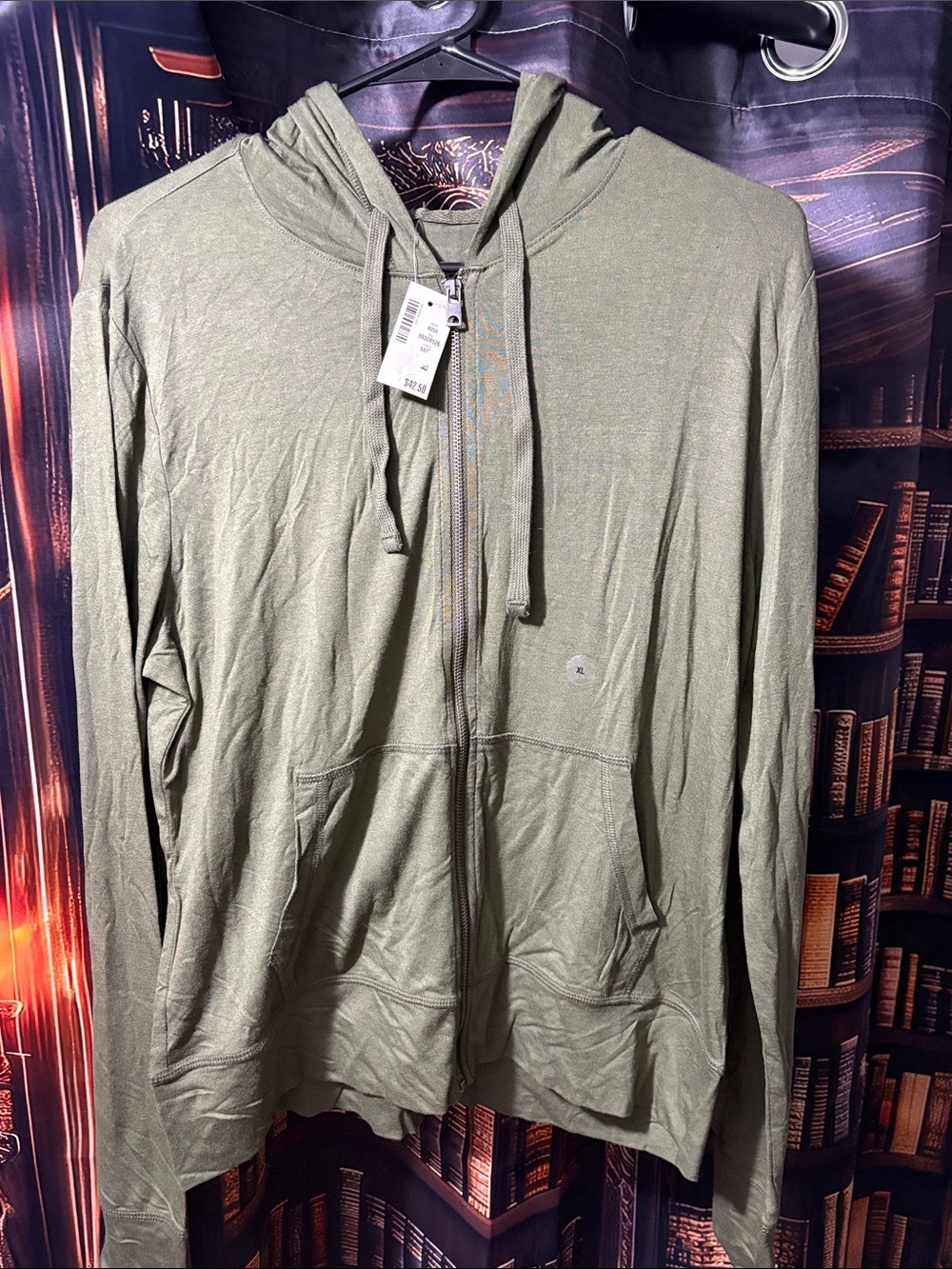 Lightweight Olive Zip-Up Hoodie Sweater - Women's